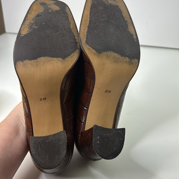 Vintage Enzo Angiolini cognac croc leather heeled loafer - Picture 10 of 12